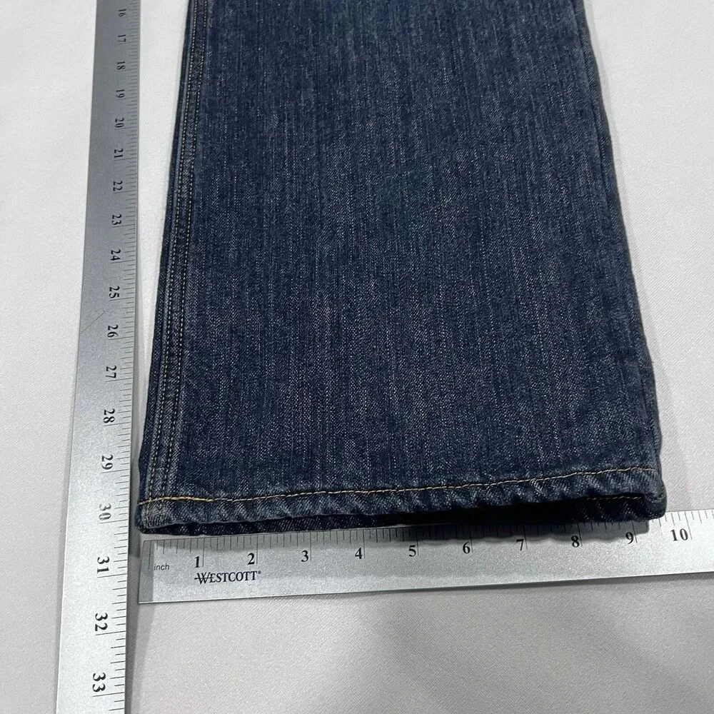 Carhartt Men Straight Relaxed Fleece Lined Denim Dark Blue Wash Jeans Size 42X30